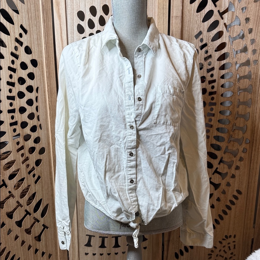 White with light blue hue Button-Up Shirt